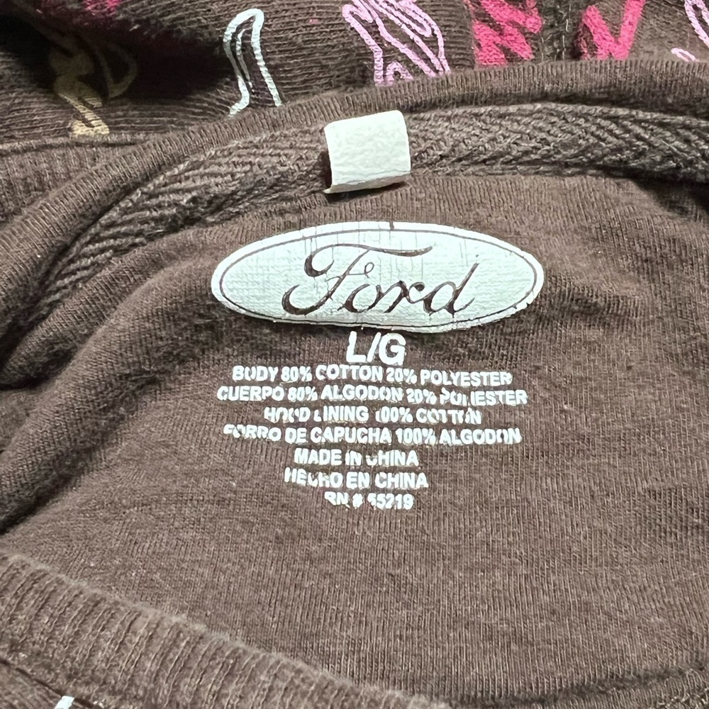 Ford Mustang Brown Pullover Logo & Horses Cotton Polyester Lining Junior Size L - Picture 4 of 9